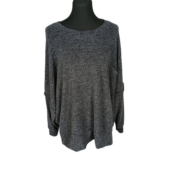 Zenana 5x Charcoal Gray Long Sleeve Oversized Sweater Top W/ Pocket Detail & Flo - Picture 1 of 8